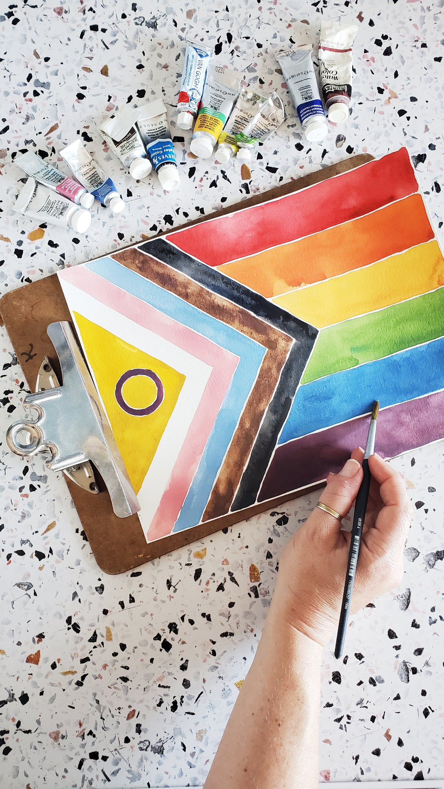 Free Watercolor Pride Flag Printable Download