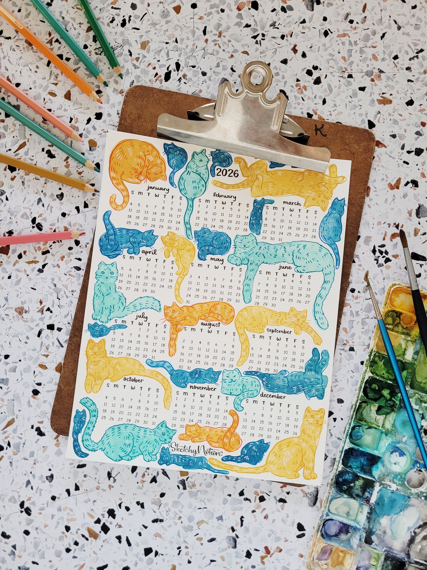 2026 Colorful Blob Cats Calendar Download