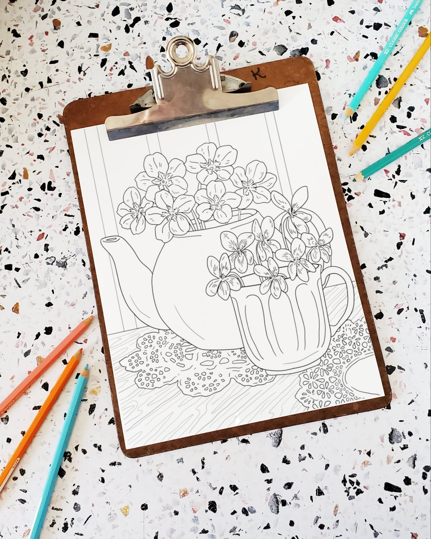 Violet + Primrose Coloring Page