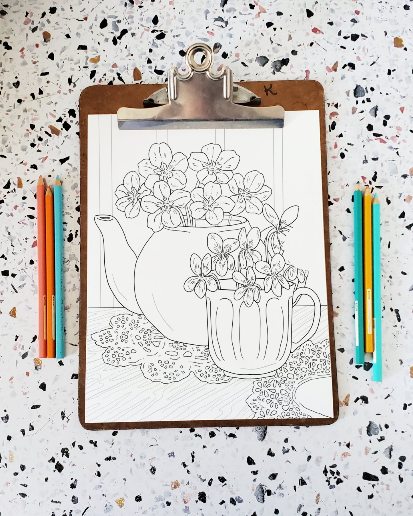 Violet + Primrose Coloring Page