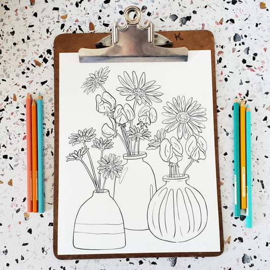 Daisy + Sweet Pea Coloring Page
