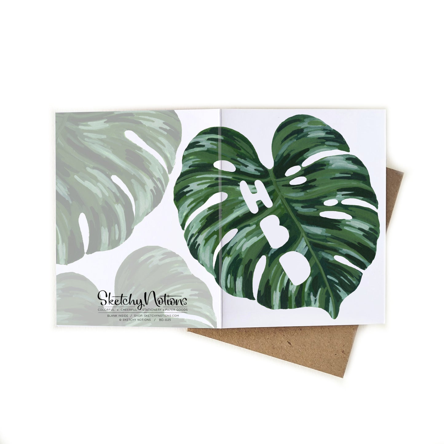 HBD Monstera Leaf Birthday Card