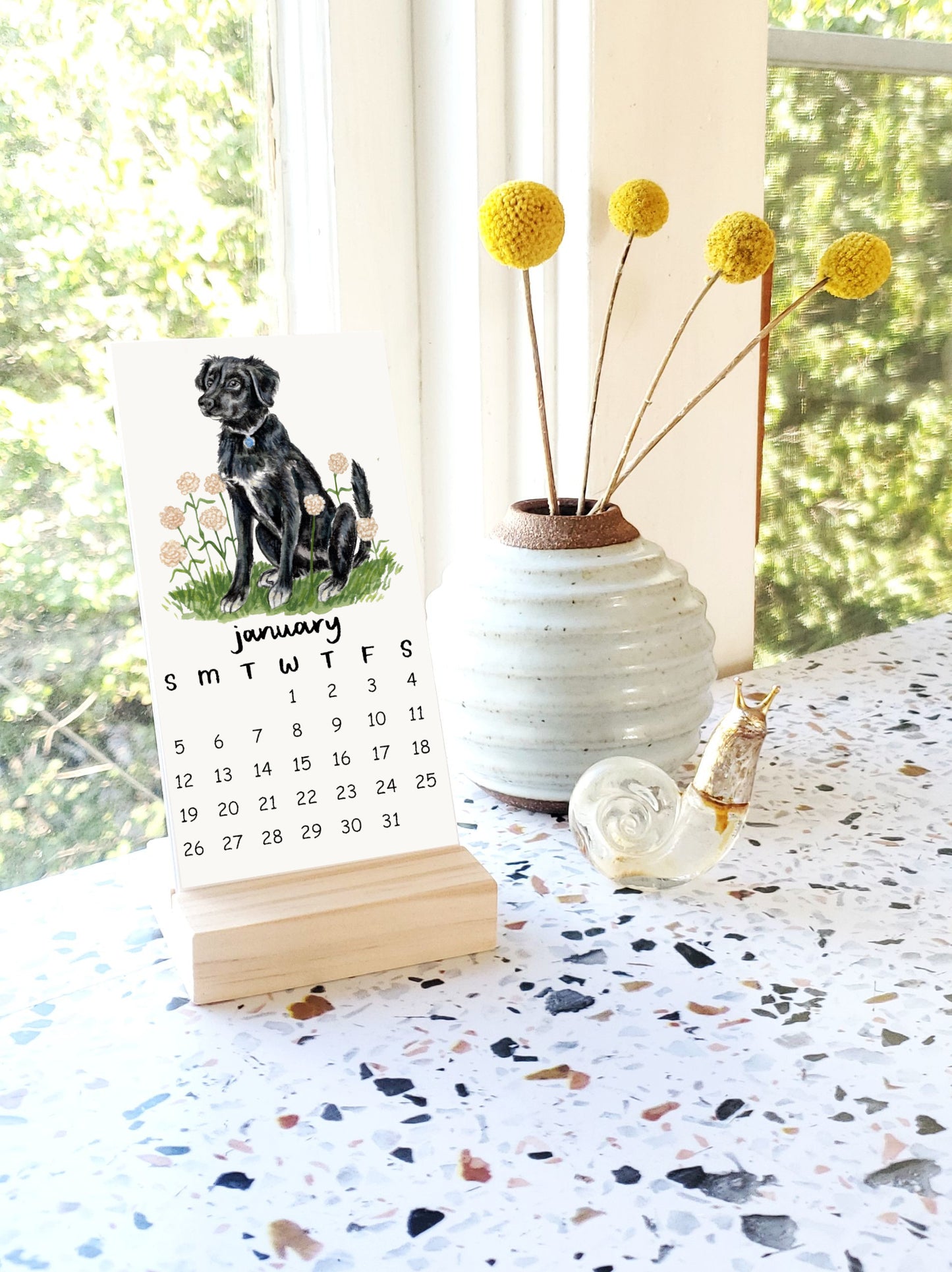 2026 Dogs + Flowers Desk Calendar