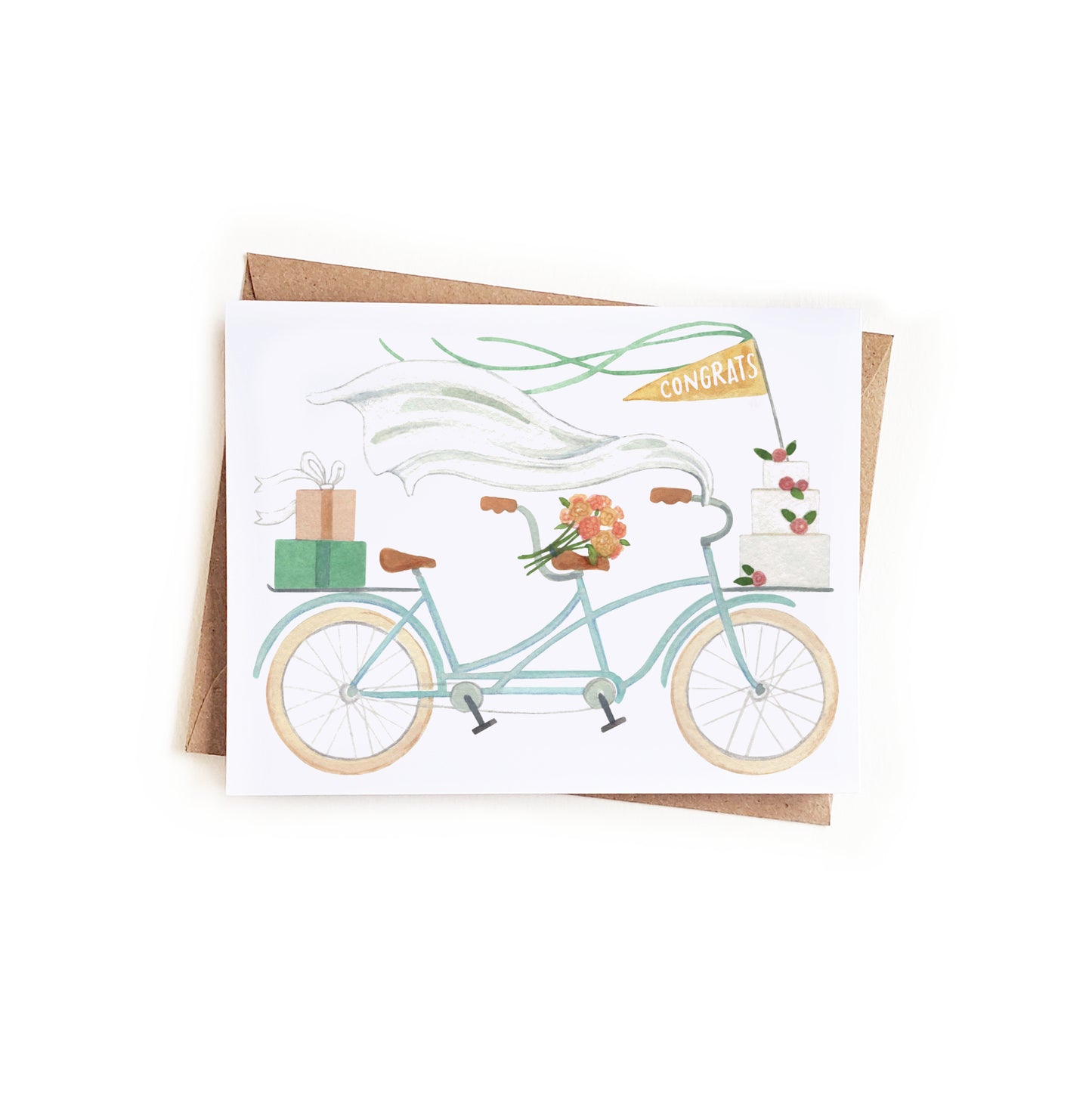 Congrats Wedding Tandem Bicycle Card