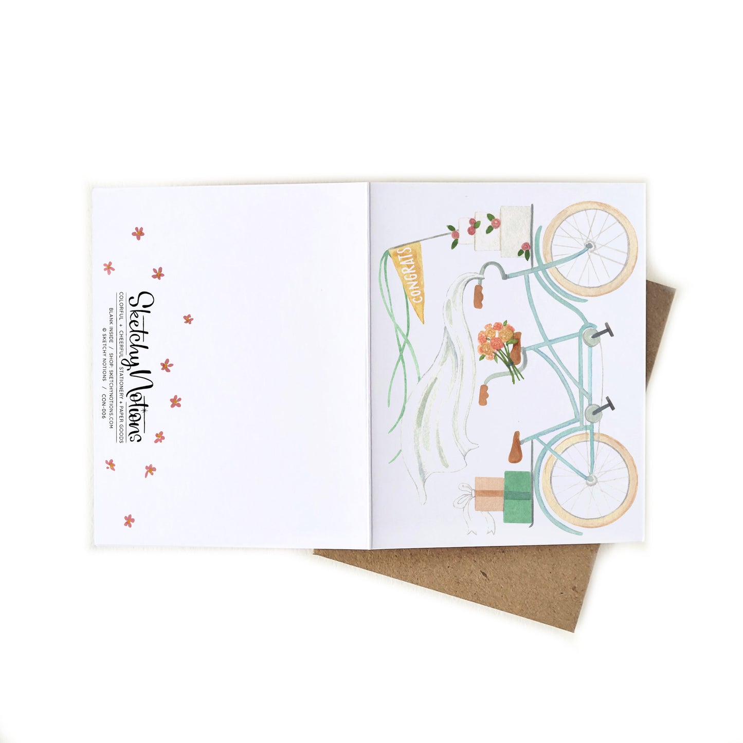 Congrats Wedding Tandem Bicycle Card