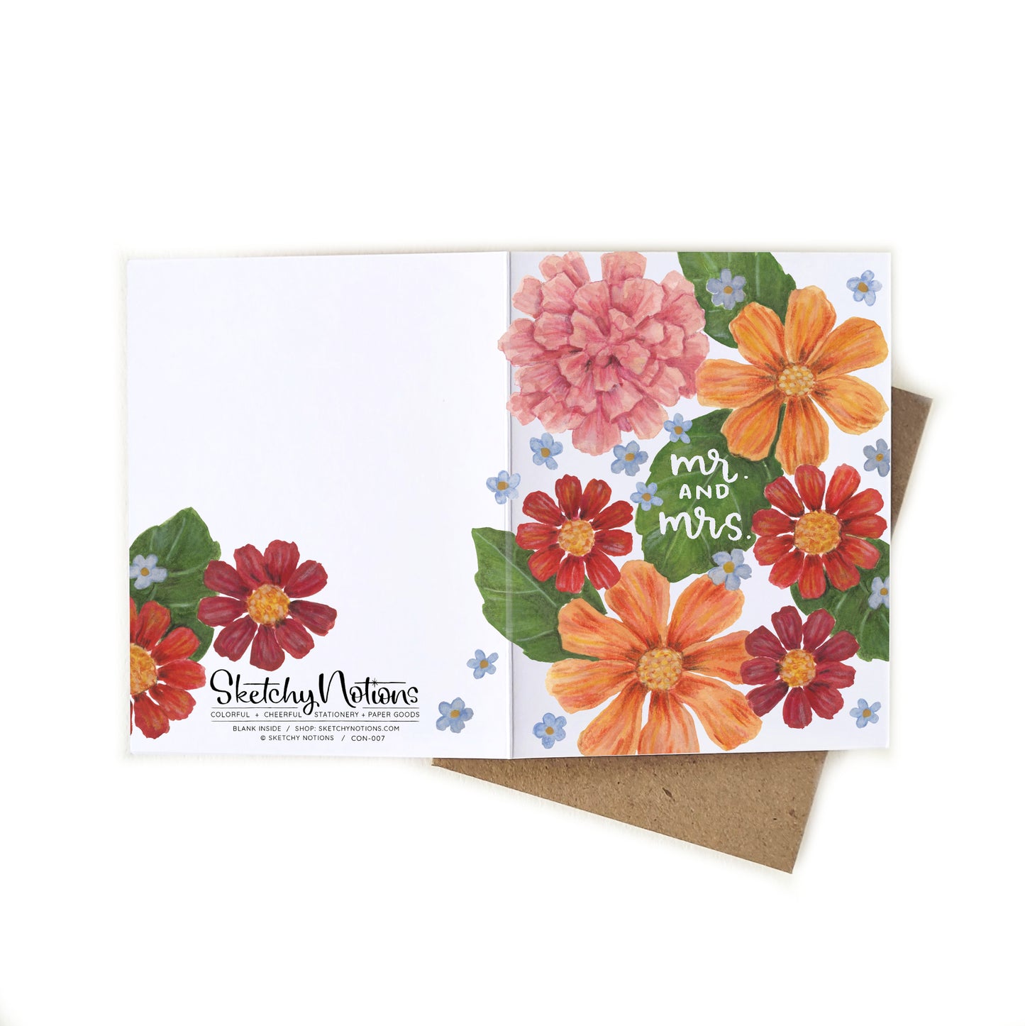 Mr. and Mrs. Floral Wedding Card
