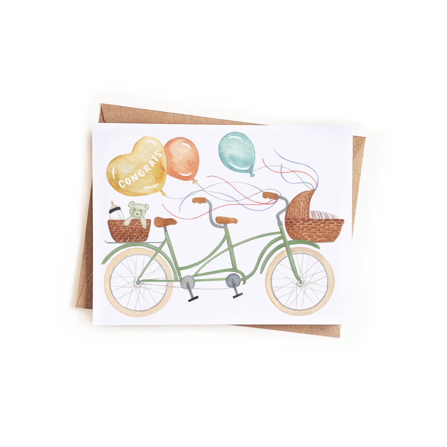 Congrats New Baby Tandem Bicycle Card