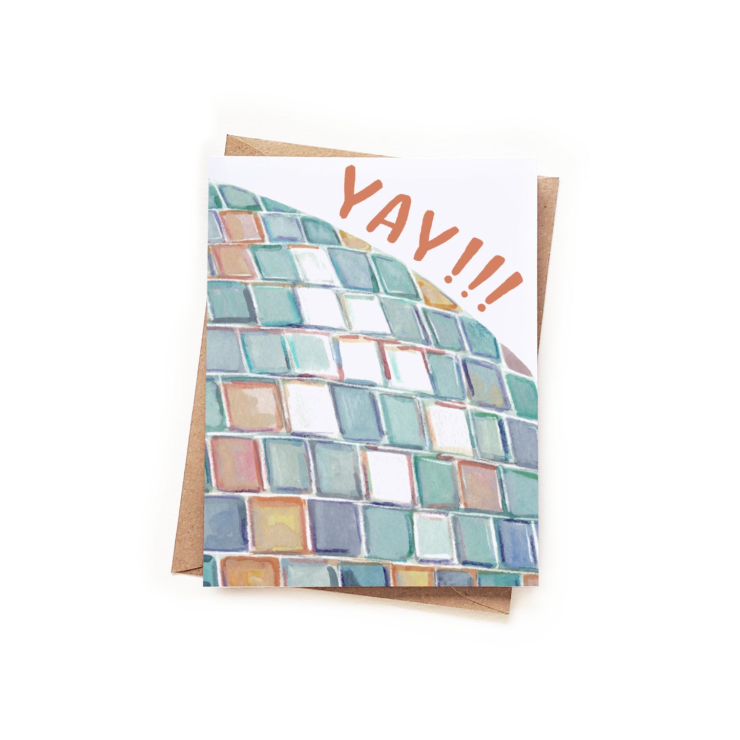 YAY! Disco Ball Watercolor Card