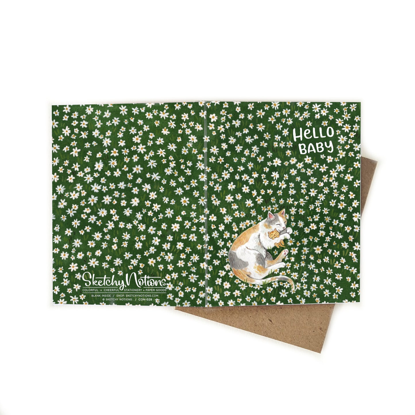 Hello Baby Cat + Kitten Daisy Field Card
