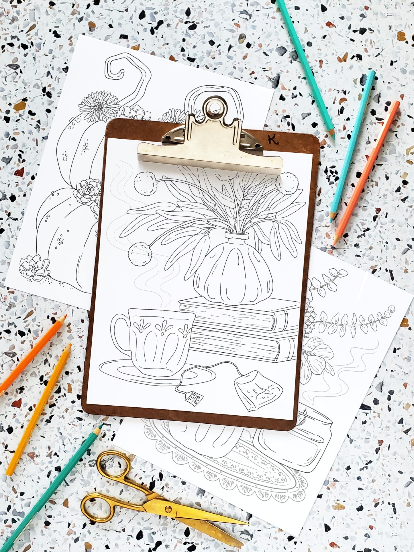 Cozy Fall Florals Coloring Pages