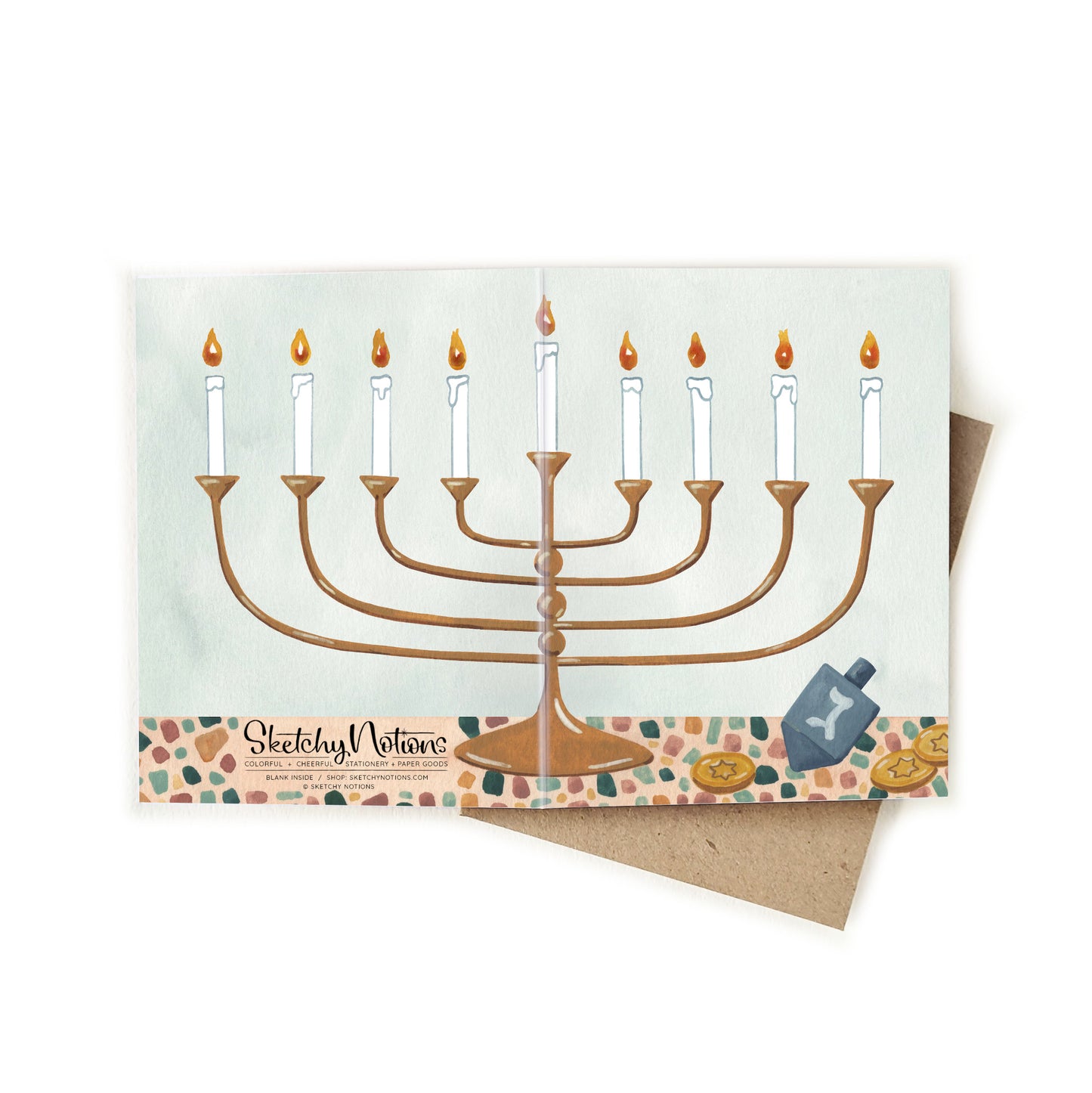 Hanukkah Menorah Wrap Watercolor Card