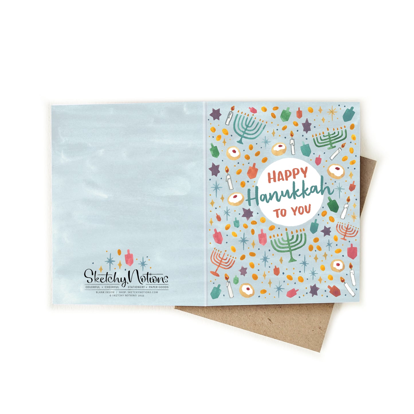 Happy Hanukkah Pastel Watercolor Card