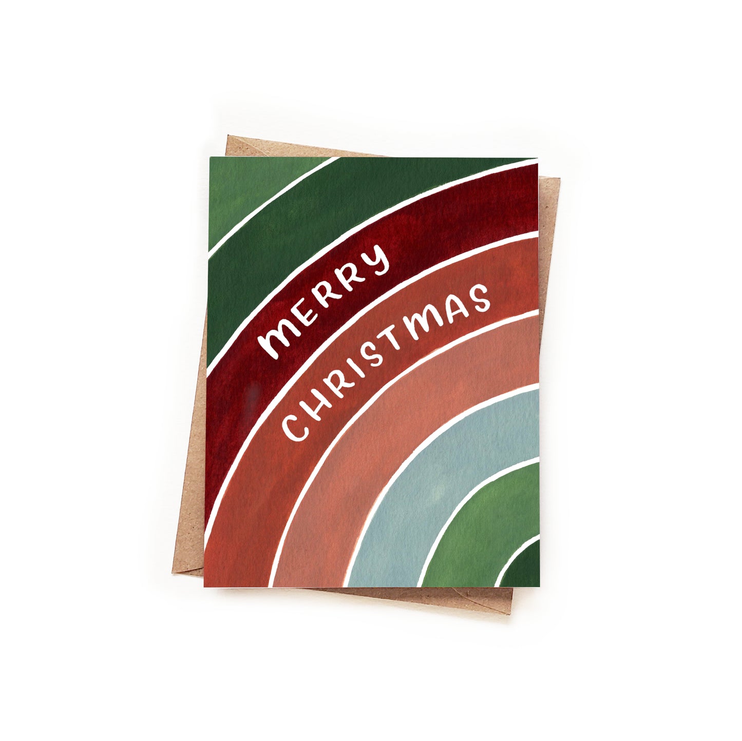 Merry Christmas Watercolor Stripes Card