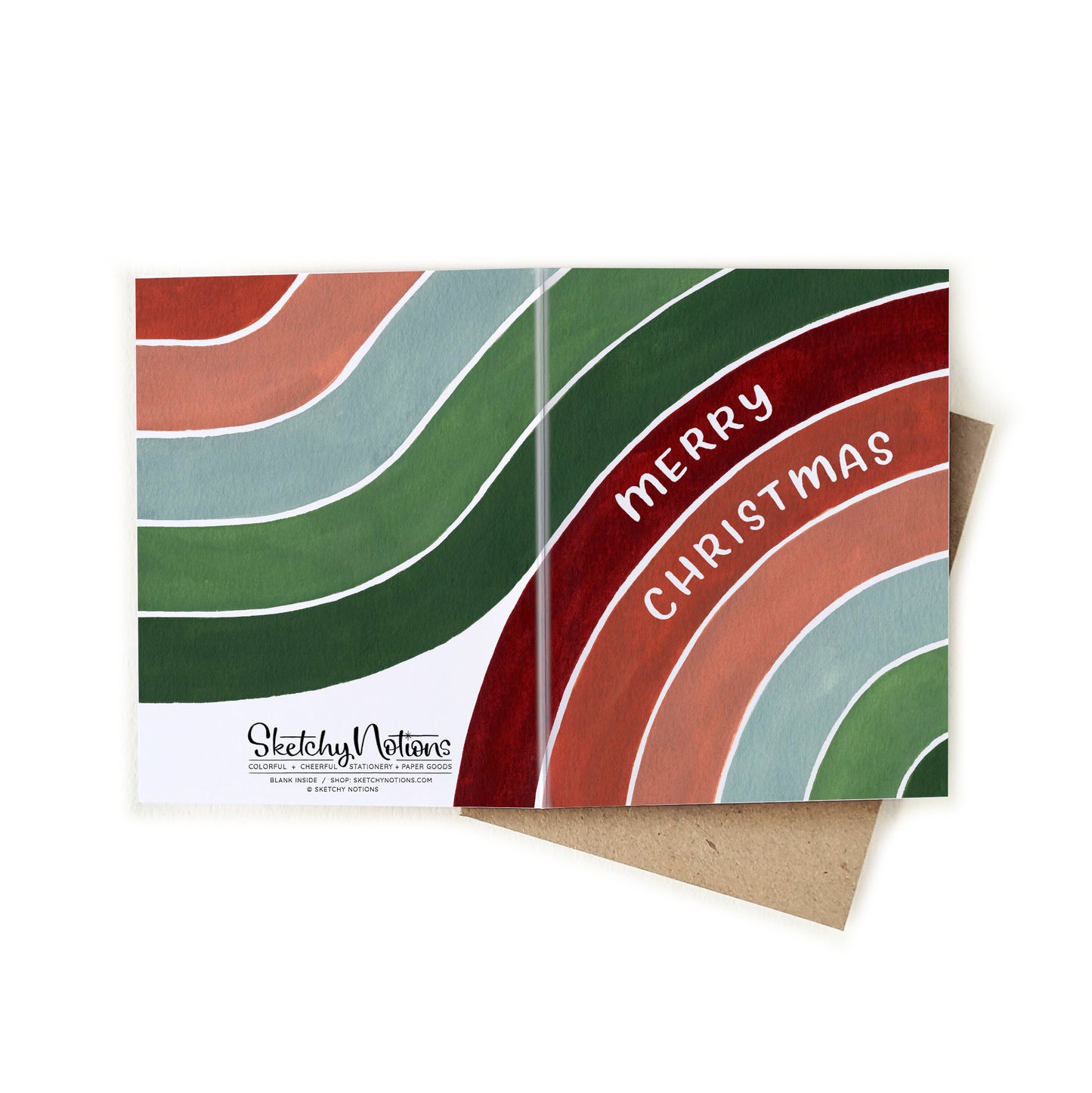 Merry Christmas Watercolor Stripes Card