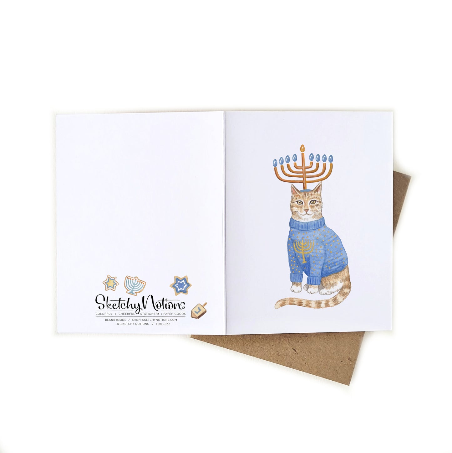 Ugly Hanukkah Sweater Cat Card