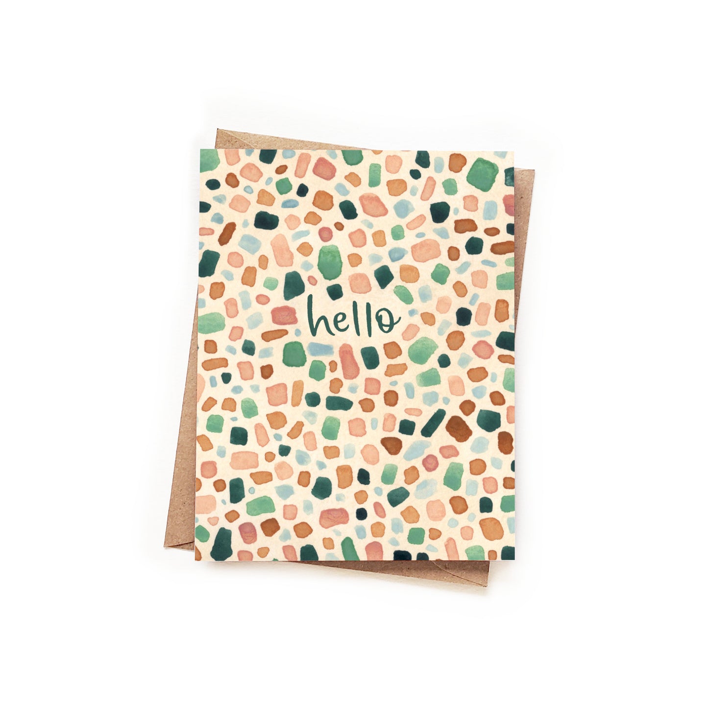 Hello Watercolor Terrazzo Card