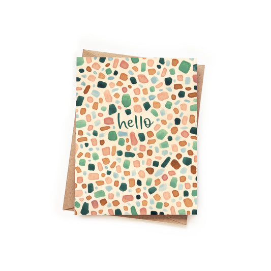 Hello Watercolor Terrazzo Card