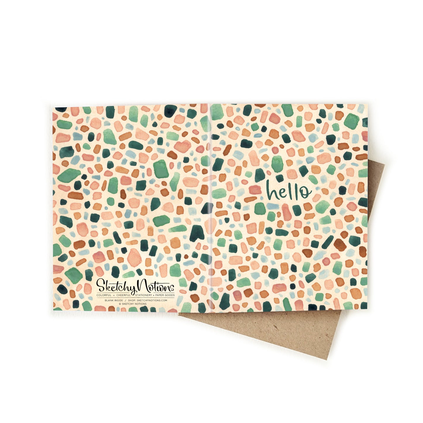 Hello Watercolor Terrazzo Card