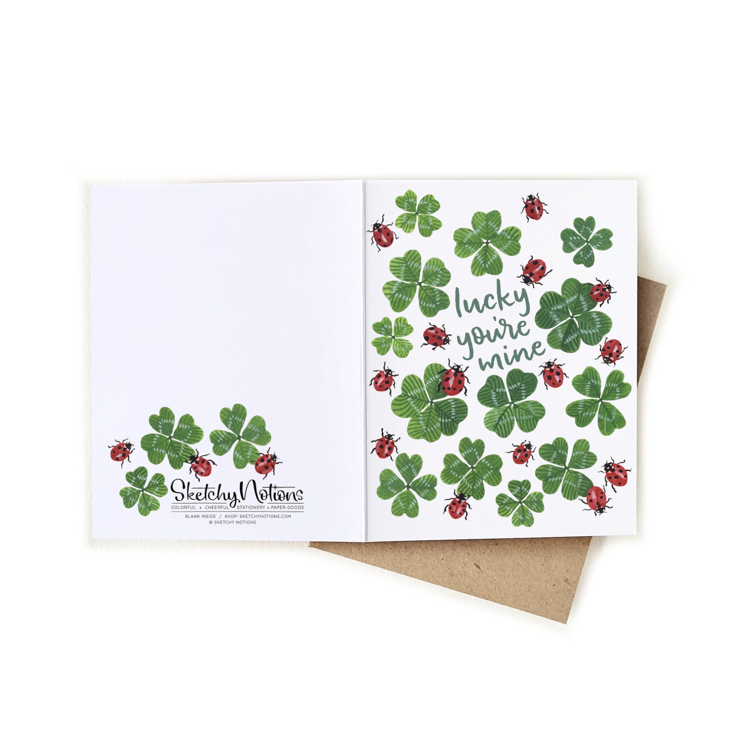 Lucky You're Mine Clovers and Ladybugs Card