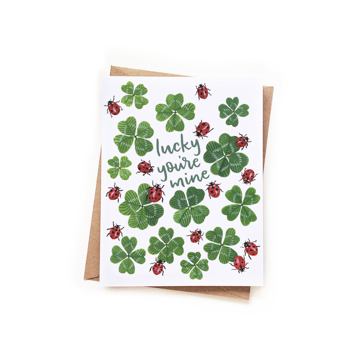 Lucky You're Mine Clovers and Ladybugs Card