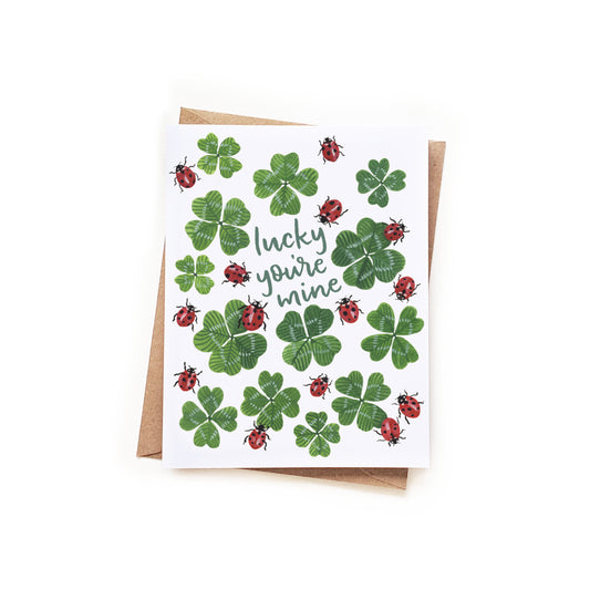 Lucky You're Mine Clovers and Ladybugs Card
