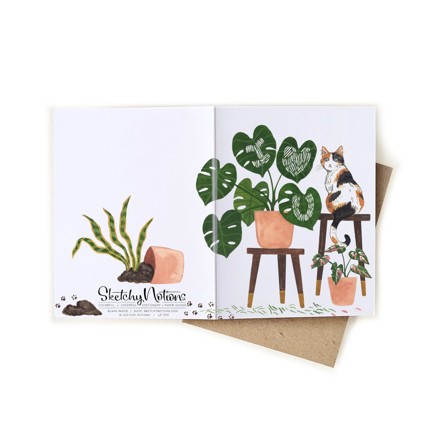 I Heart You Monstera + Cat Card