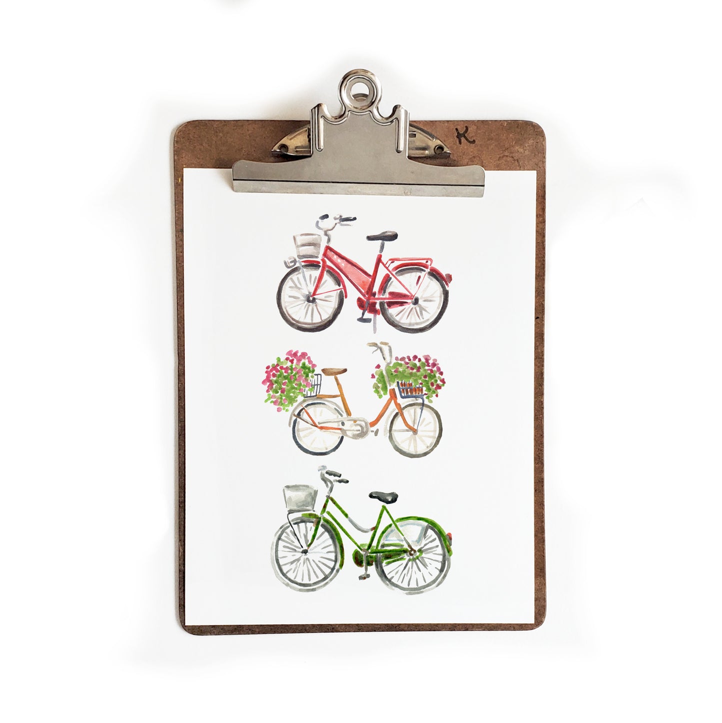 Bicycle Trio #2 Watercolor Art Print