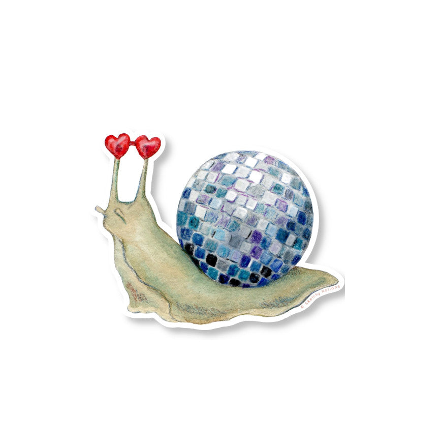 Disco Snail with Heart Sunglasses Sticker