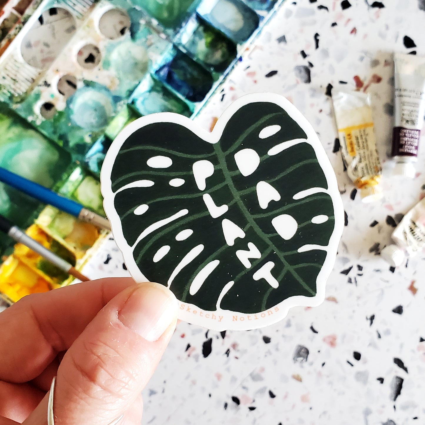 Plant Dad Monstera Watercolor Sticker