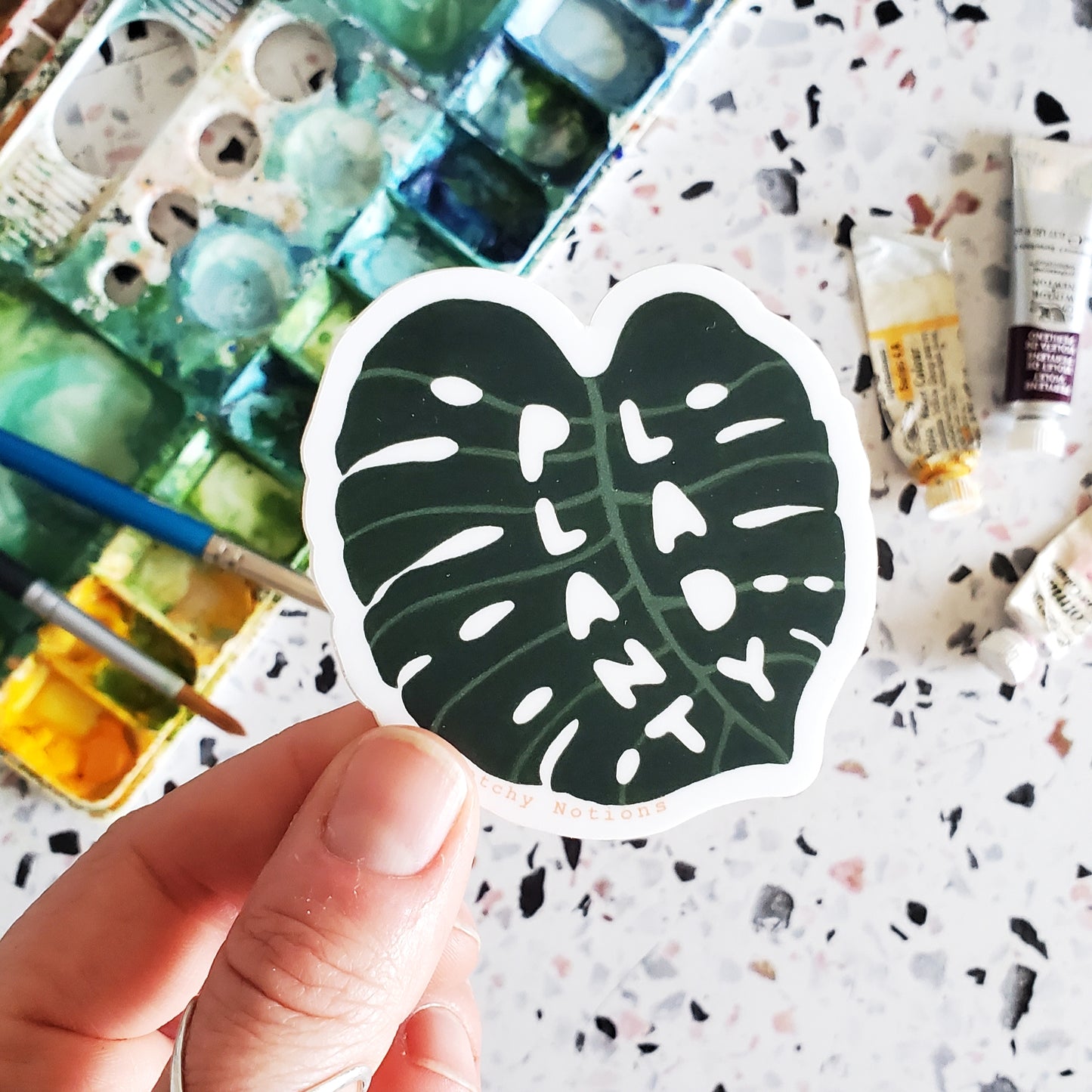 Plant Lady Monstera Watercolor Sticker