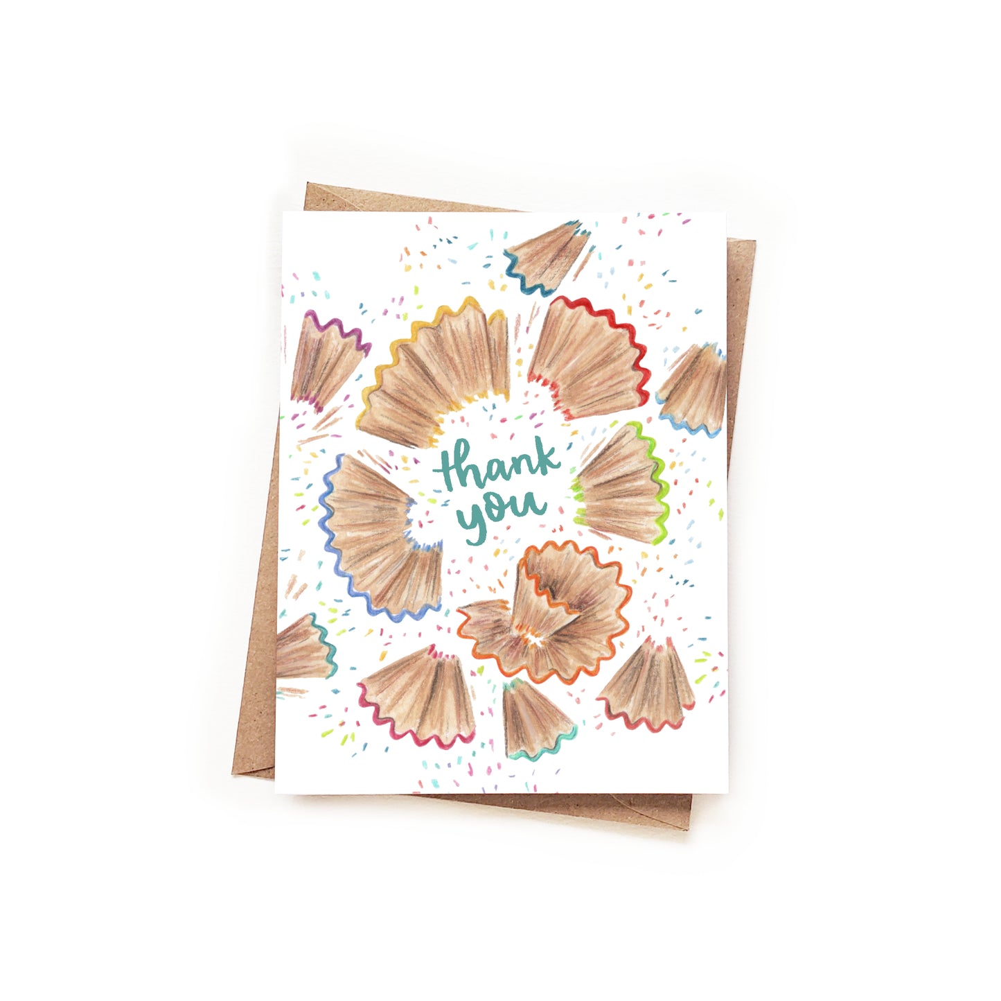 Thank You Rainbow Pencil Shavings Card