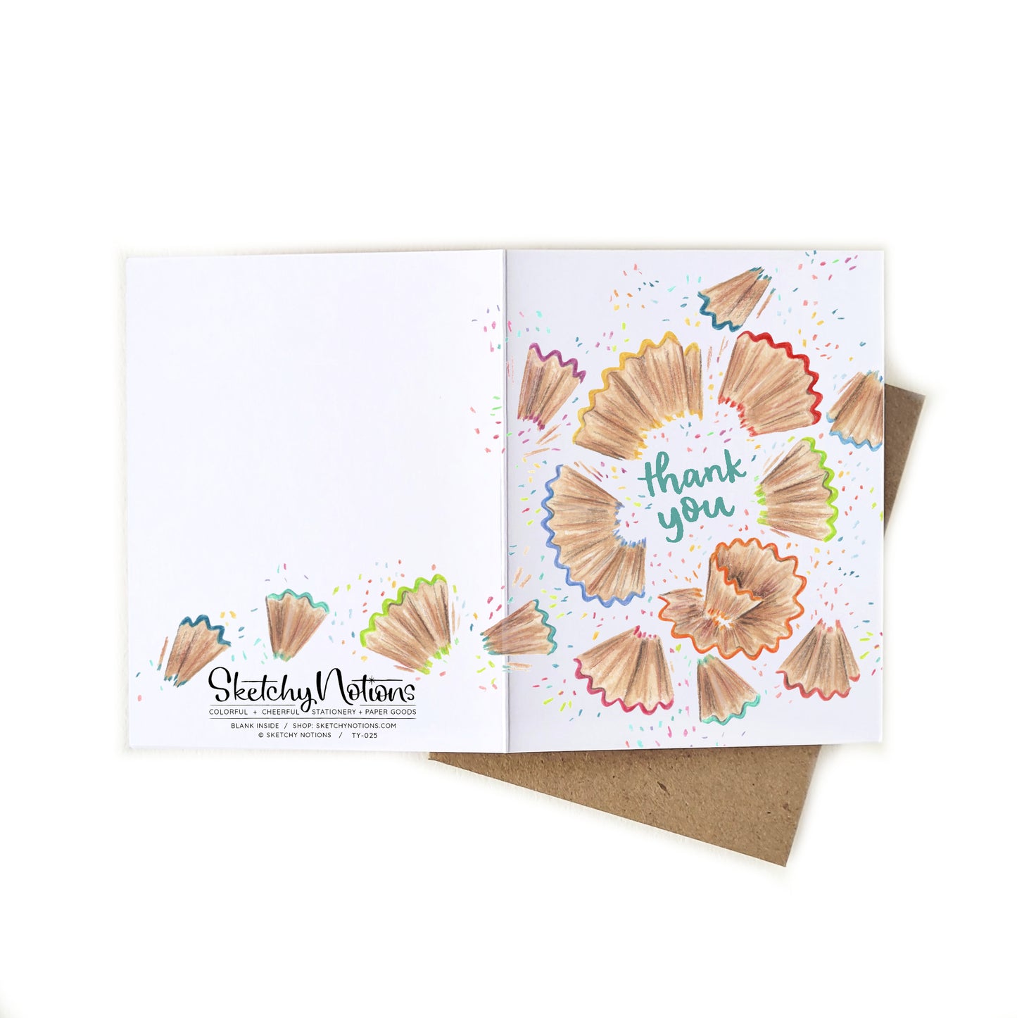 Thank You Rainbow Pencil Shavings Card