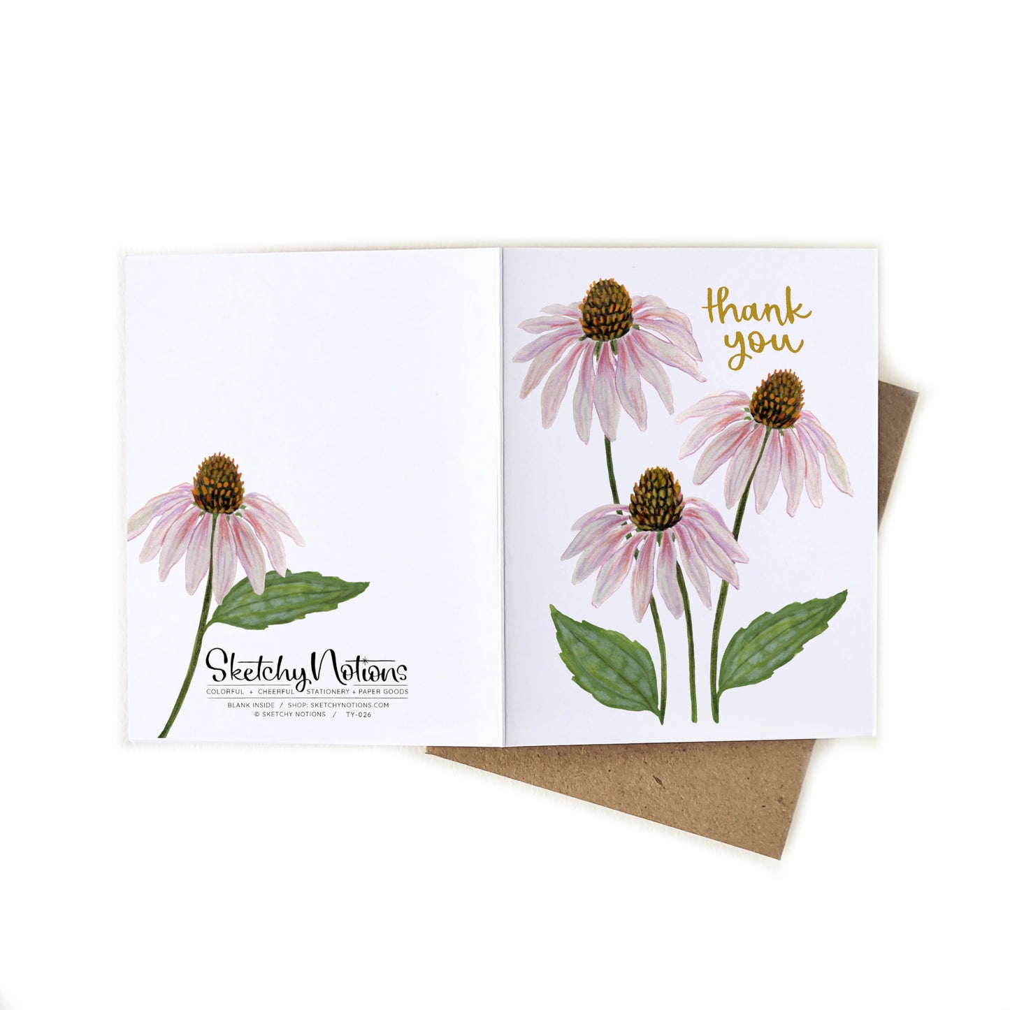 Thank You Purple Coneflowers Card