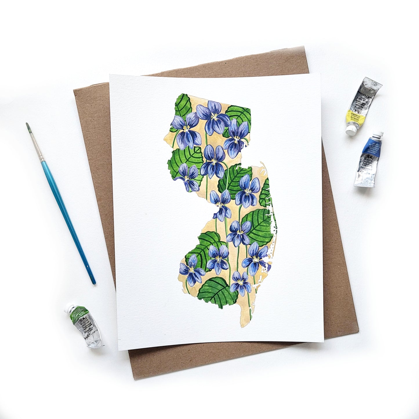 New Jersey State Flower Common Blue Violet Original Watercolor