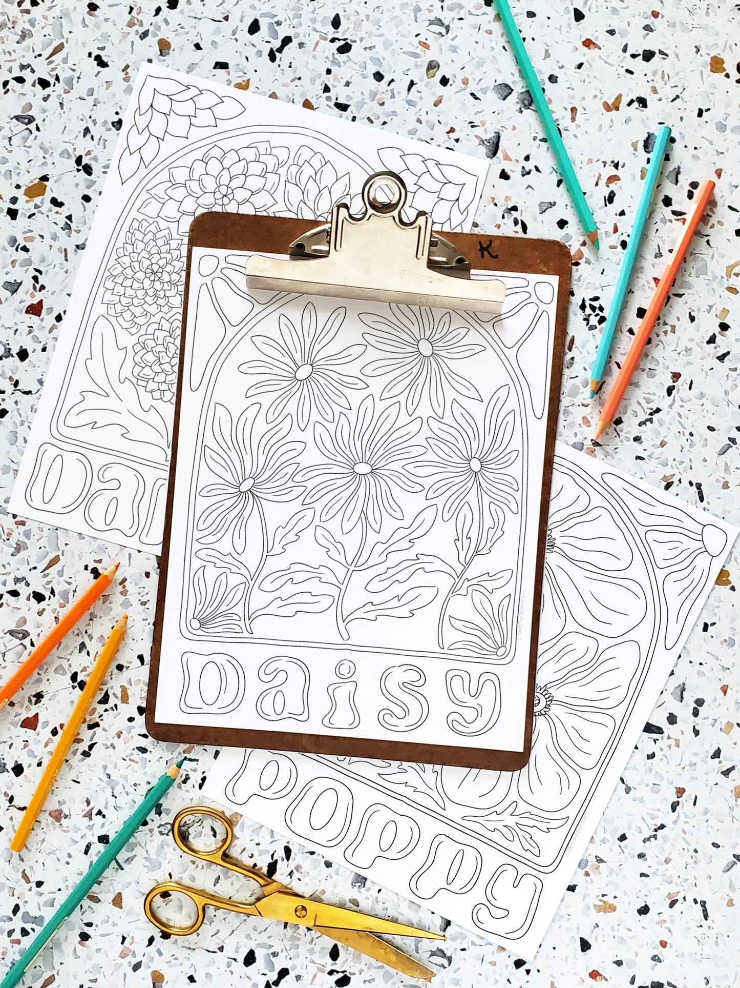 Nouveau Flowers Coloring Pages
