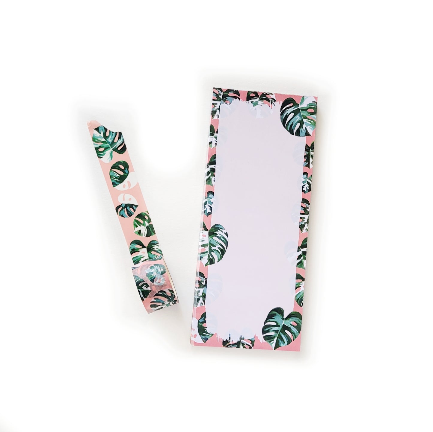 Monstera Watercolor Notepad and Washi Tape Bundle