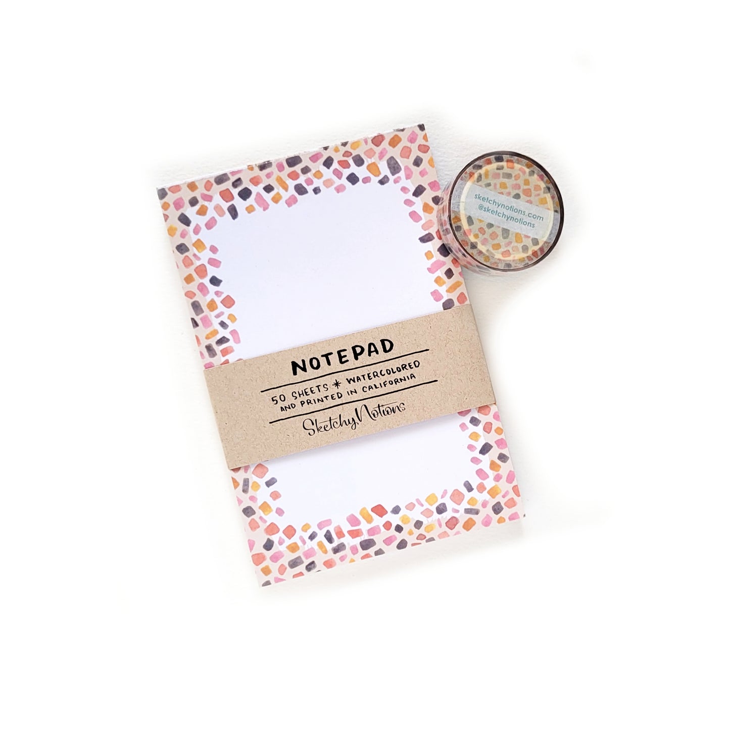 Peachy Terrazzo Watercolor Notepad and Washi Tape Bundle