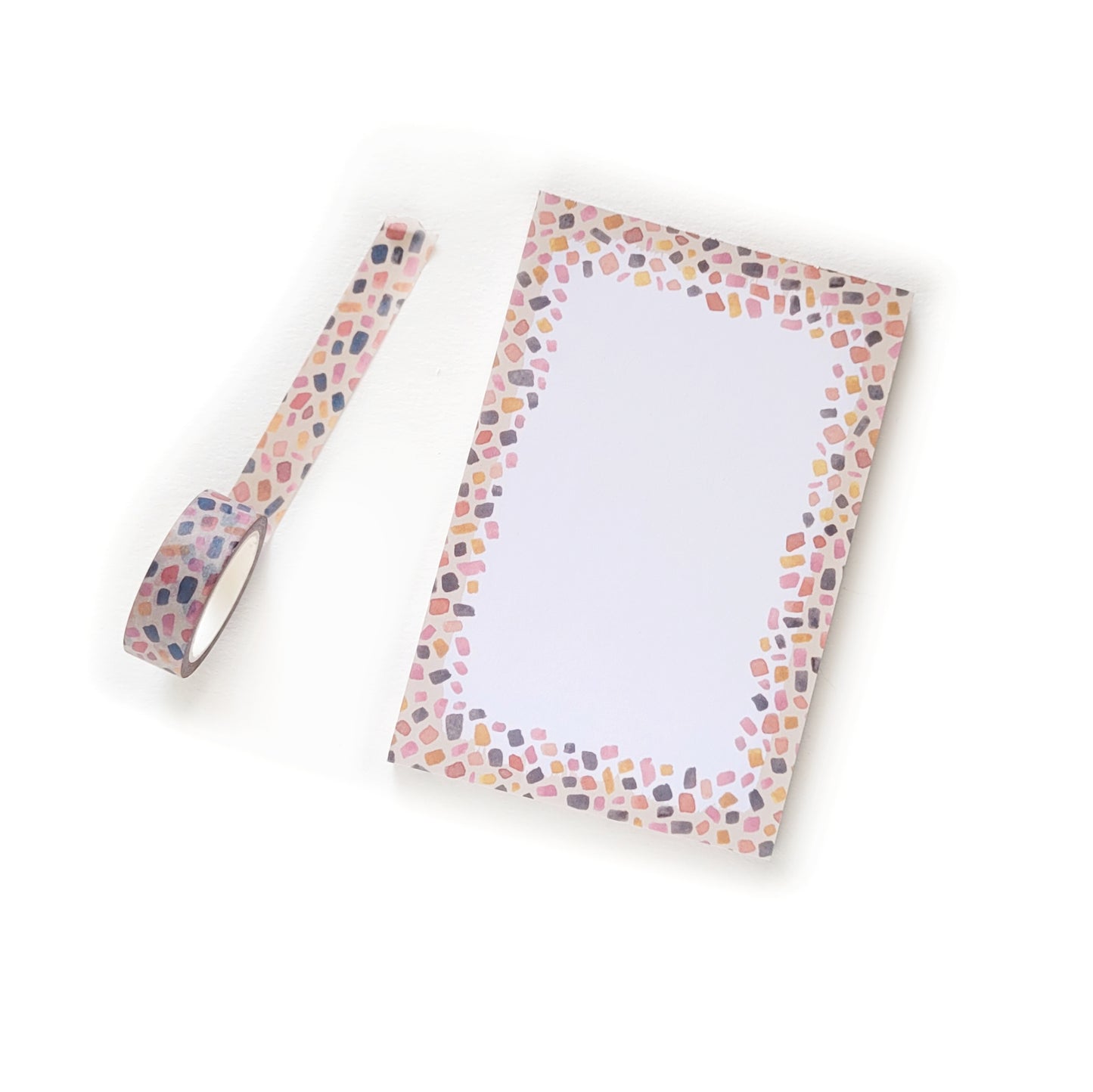 Peachy Terrazzo Watercolor Notepad and Washi Tape Bundle