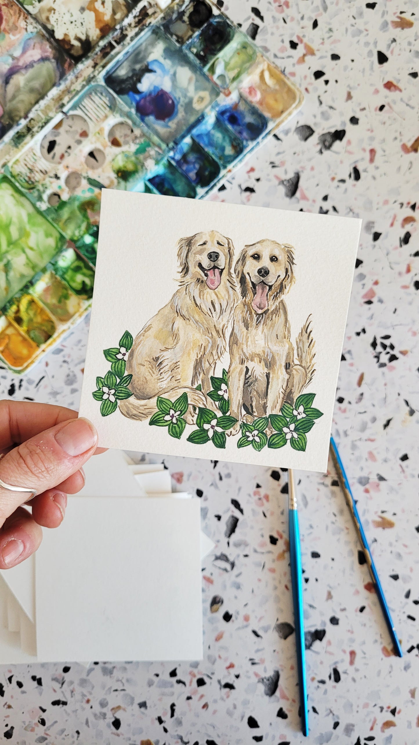 2023 Tiny Dogs + Flowers Watercolor Desk Calendar