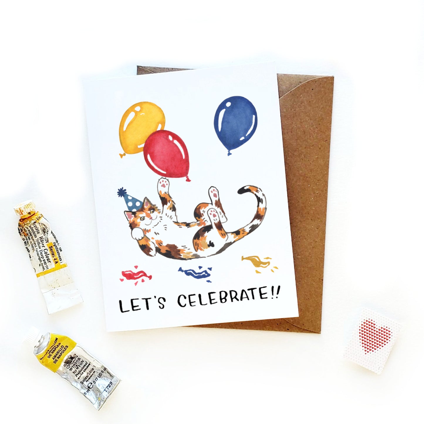 Let's Celebrate Calico Cat Card