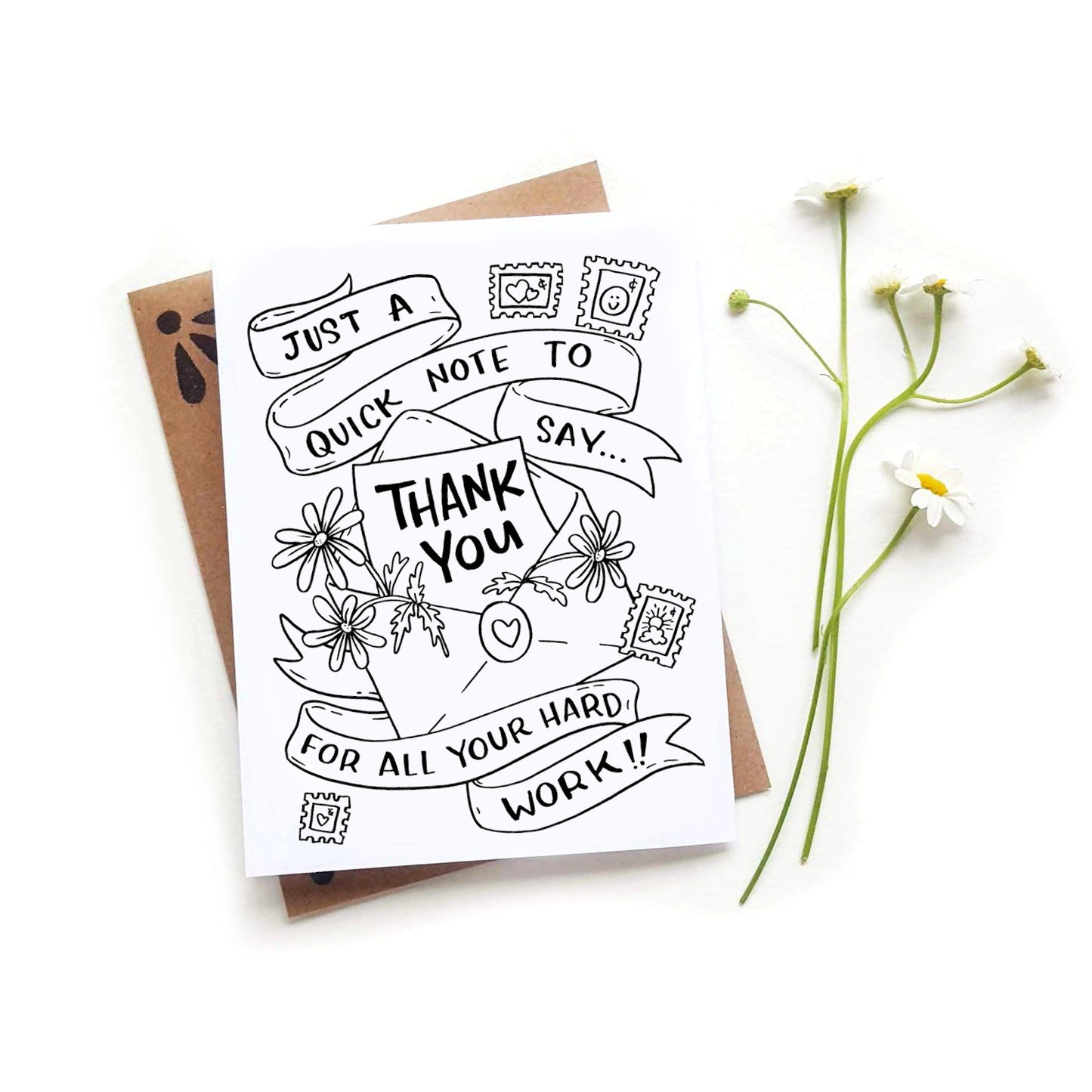 Thank You Note Coloring Card