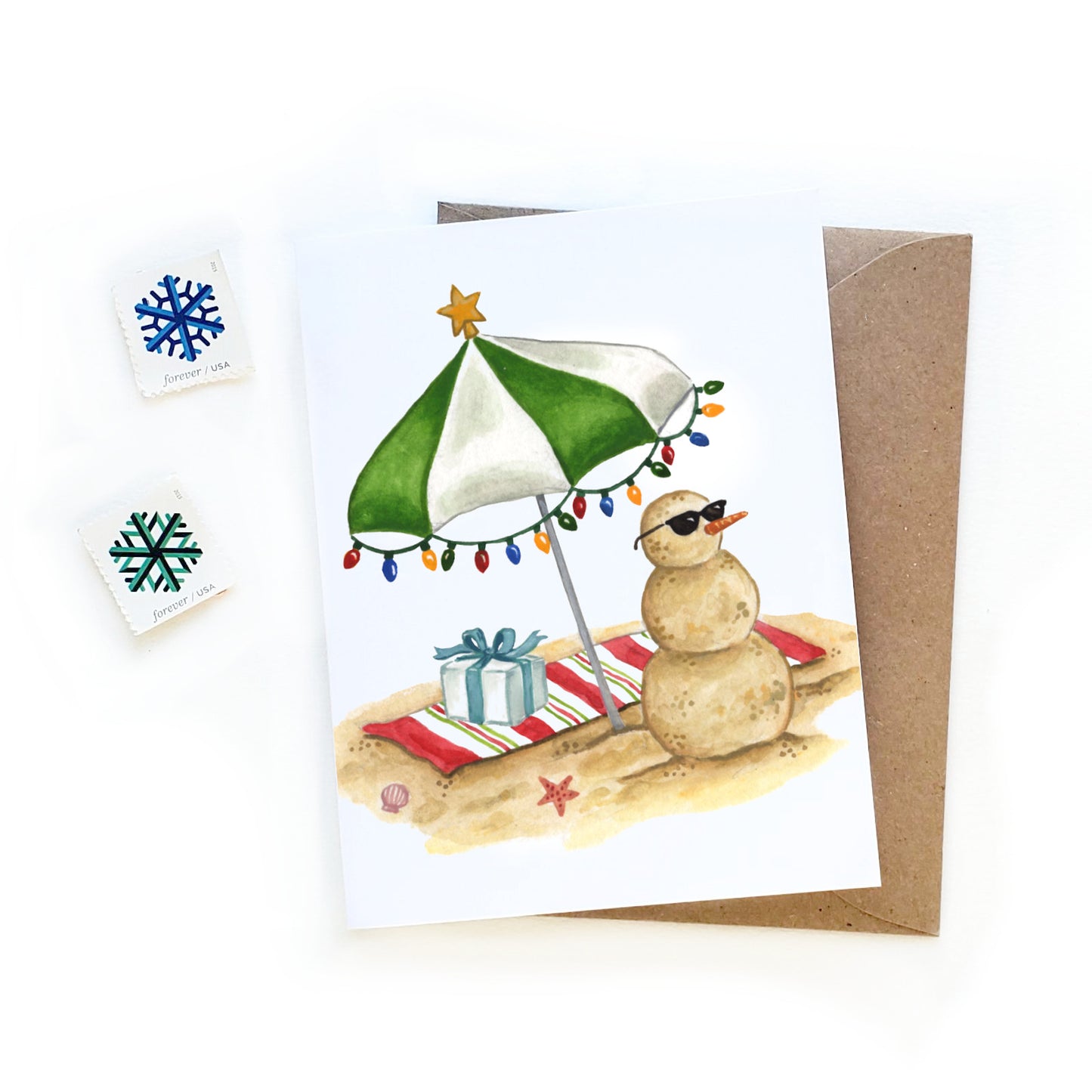 Sandman Funny Beach Christmas Card