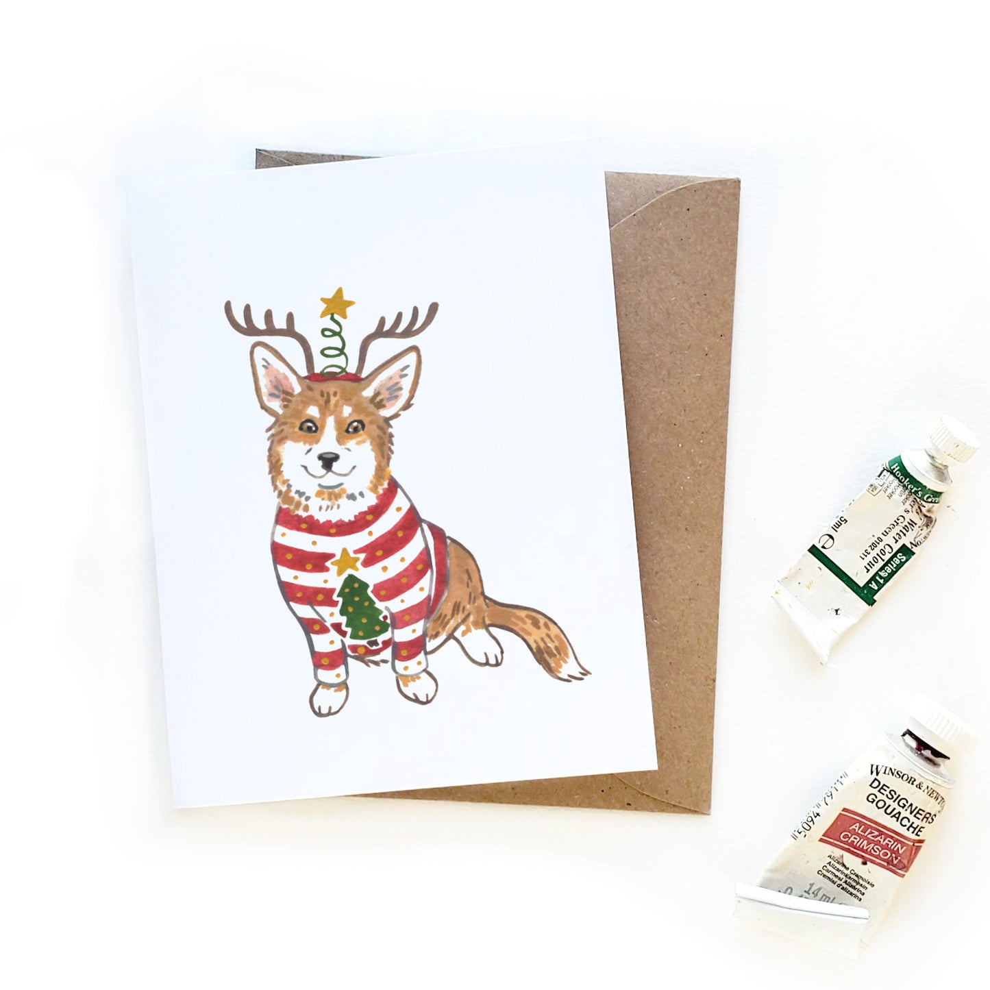 Ugly Sweater Corgi Christmas Card