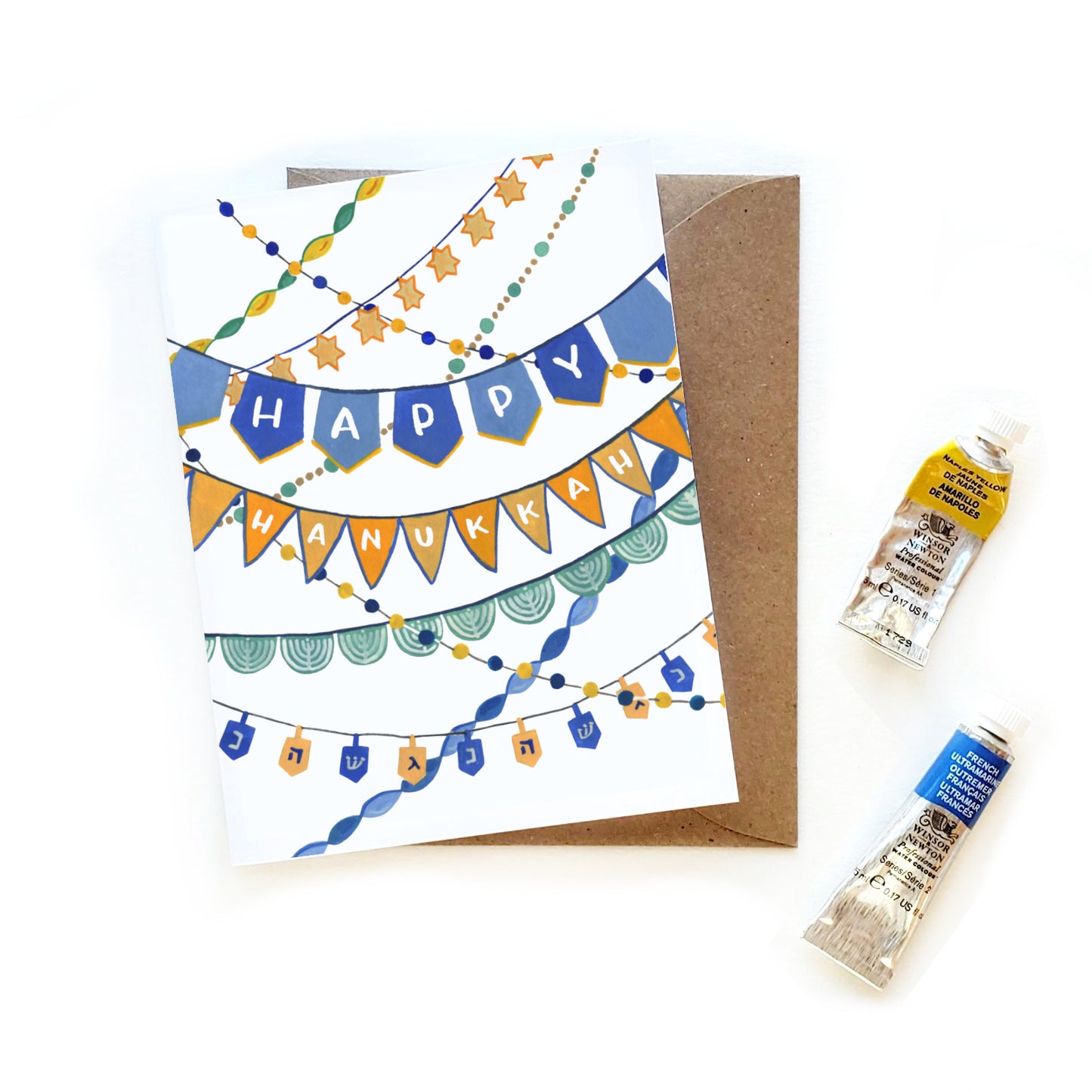 hanukkah decorations card happy hanukkah watercolor banner sketchynotions