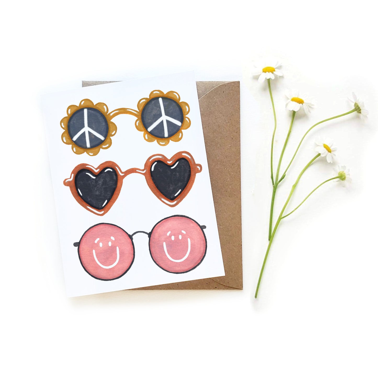 Peace Love Happy Sunglasses Card