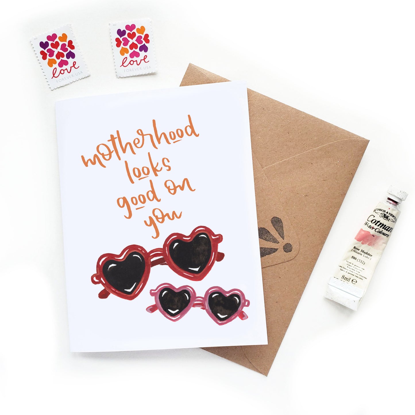 Motherhood Heart Sunglasses Card