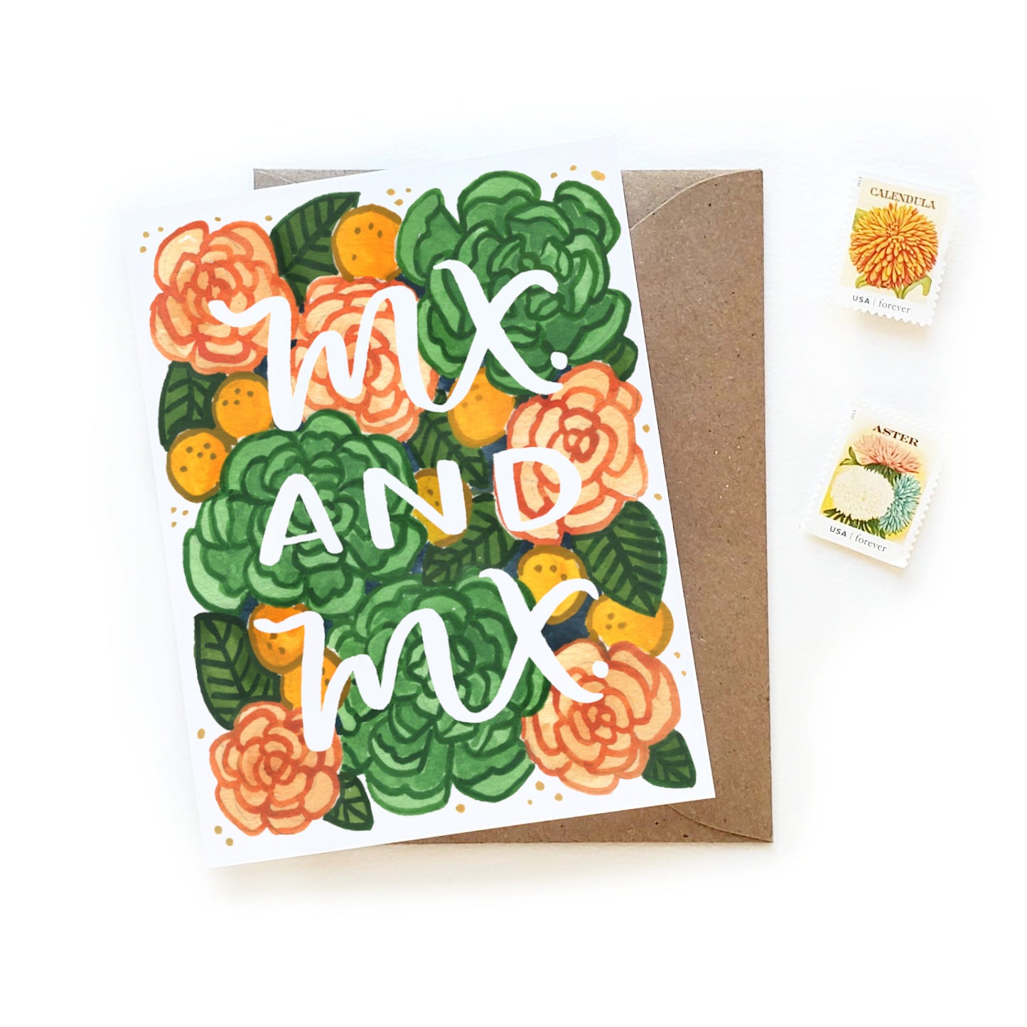 Mx. & Mx. Floral Wedding Card