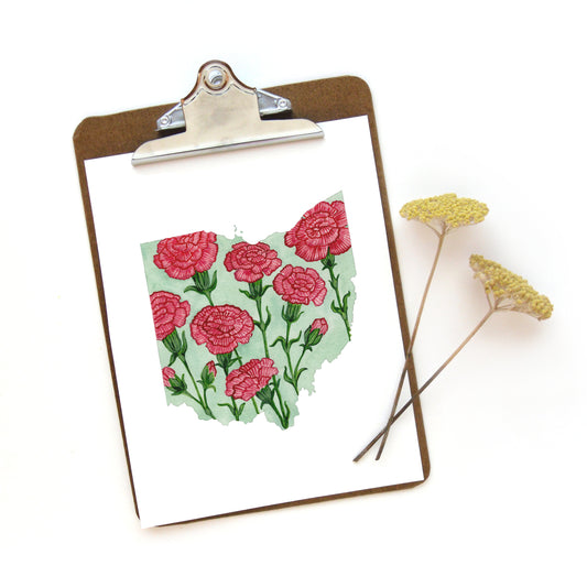 Ohio State Flower Carnation Print