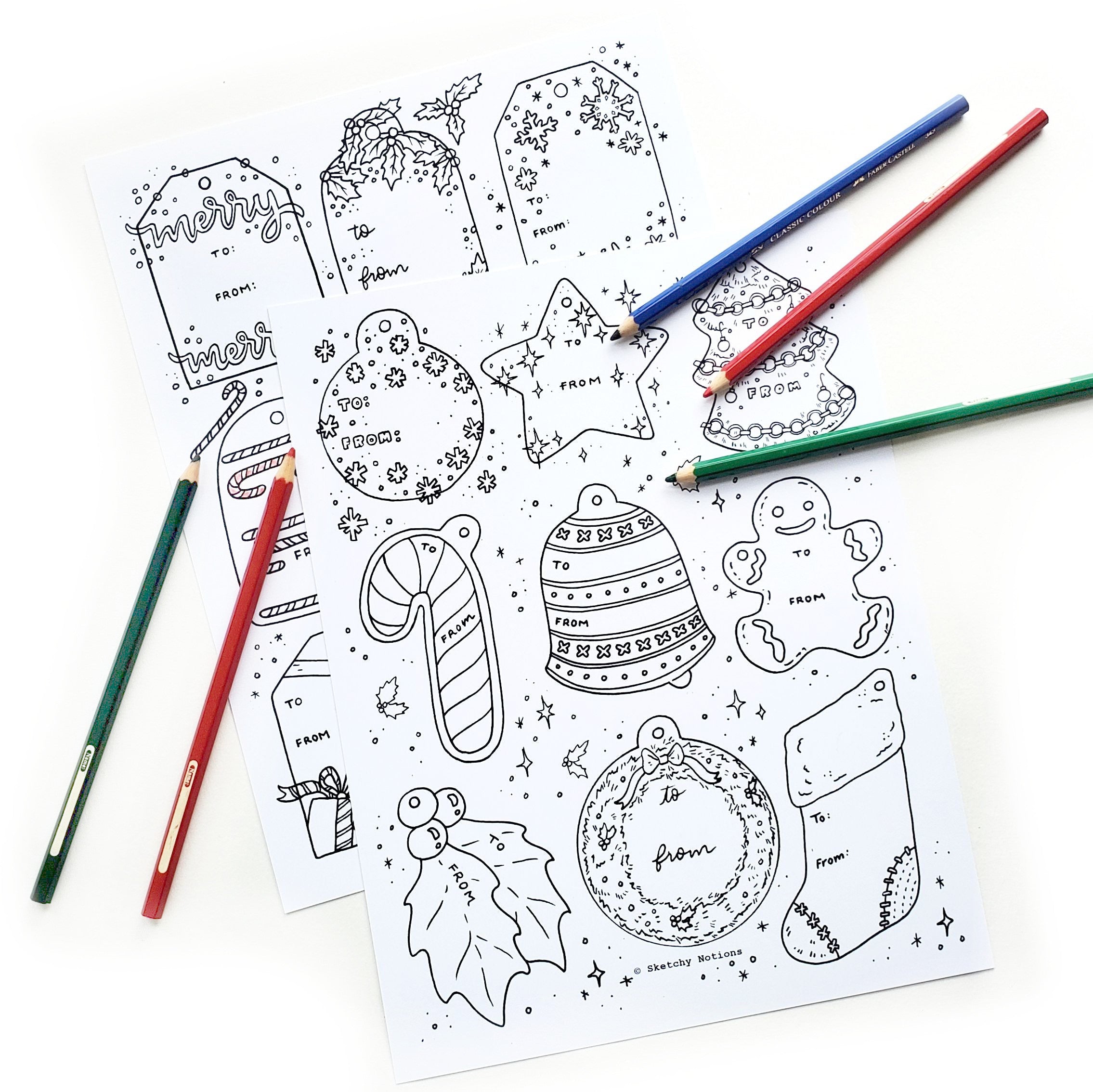 Top 25 Christmas Coloring Books Postcards Gift Tags for Adults