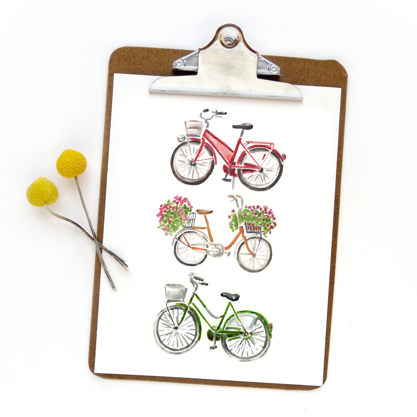 Bicycle Trio #2 Watercolor Art Print